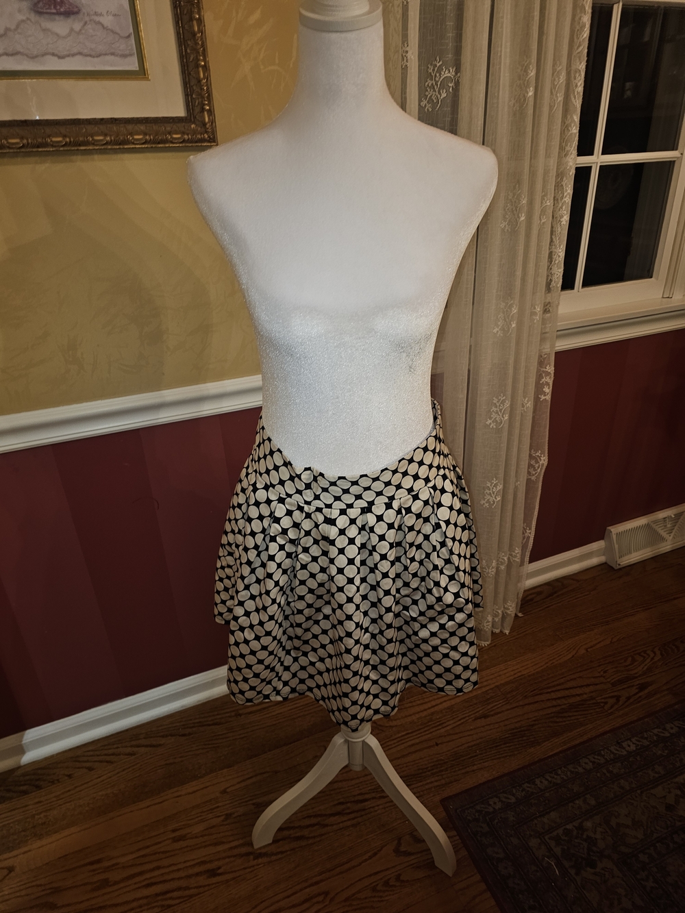Saison Blanche Black & Cream Polka Dot Skater Skirt